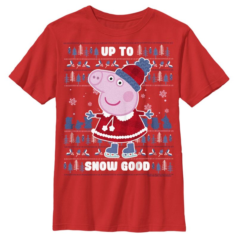 تي شيرت بيبا بيج للأولاد مطبوع عليه عبارة "عيد الميلاد حتى الثلج"