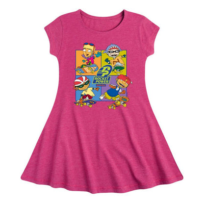 فستان سكيت لايف فت آند فلاير بأكمام قصيرة - روكيت باور - للبنات