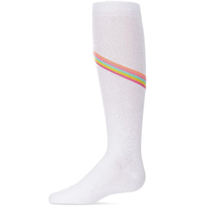 Memoi V Stripe Lurex Cotton Blend Knee High Socks