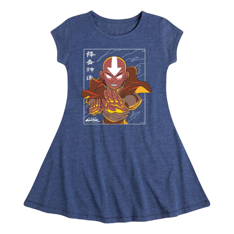 Girls' - Avatar: The Last Airbender - Avatar State Aang Fit & Flair Cap Sleeve Dress