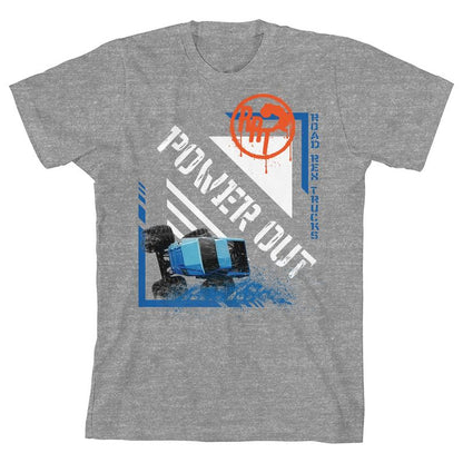 Monster Trucks Power Out Youth Heather Gray Short Sleeve Crew Neck Tee