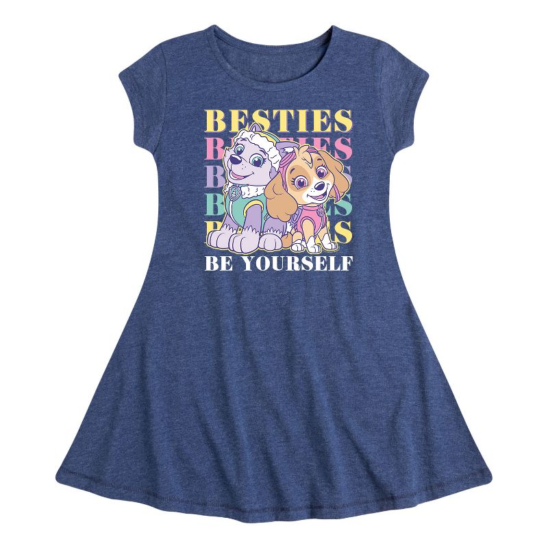 Girls' - Paw Patrol - Everest and Skye Besties Be Yourself Fit & Flair Cap Sleeve Dress