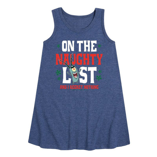 فستان بلانكتون نوتي ليست الجرافيكي بدون أكمام للفتيات - سبونج بوب سكوير بانتس