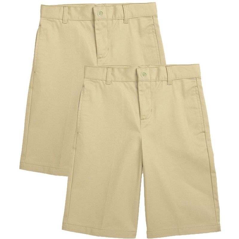 Galaxy Approved Boy's Stretch Slim Fit School Uniform Twill Shorts-2 Pack