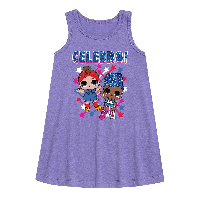 فستان بناتي - مفاجأة LOL! - فستان مطبوع عليه رسومات الرابع من يوليو بدون أكمام