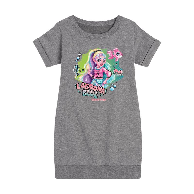 Girls' - Mattel - Under The Water Lagoona Blue Graphic Short Sleeve Fleece Dress