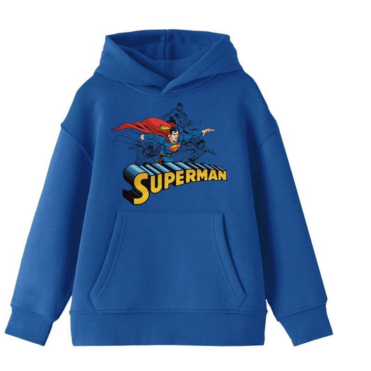 Youth Boys DC Comic Book Flying Superman Royal Blue Graphic Print Hoodie
