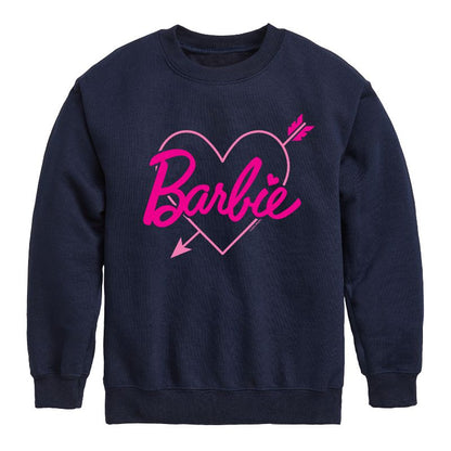Boys' - Barbie - Barbie Arrow Heart Logo Graphic Long Sleeve Fleece Sweatshirt