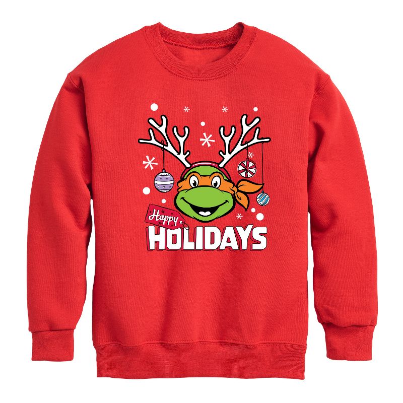 Boys' - Teenage Mutant Ninja Turtles - Happy Holidays Graphic Long Sleeve Fleece Sweatshirt