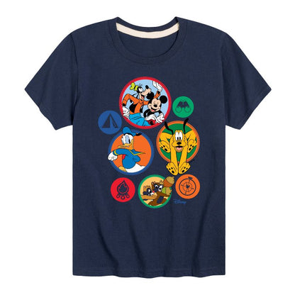 Boys' - Disney - Mickey & Crew Camping Badges Short Sleeve Graphic T-Shirt