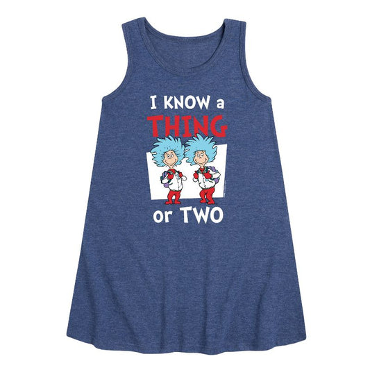 Girls' - Dr. Seuss - I Know A Thing Or Two School Graphic Sleeveless Aline Dress