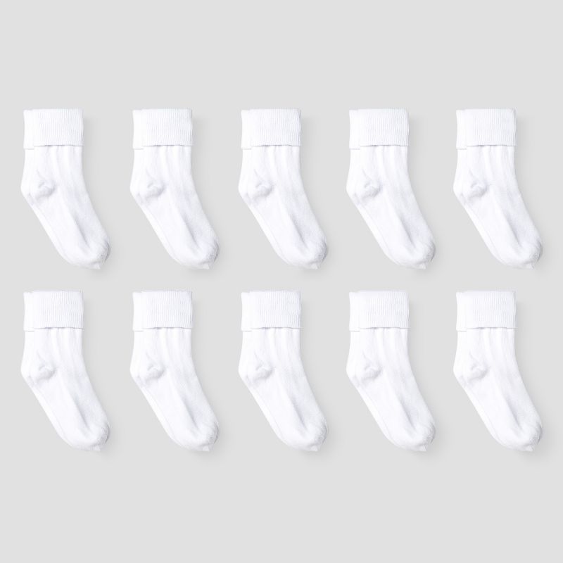 Girls' 10pk Turn Cuff Crew Socks - Cat and Jack™