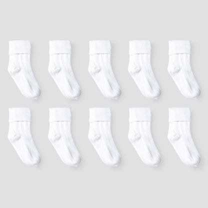 Girls' 10pk Turn Cuff Crew Socks - Cat and Jack™