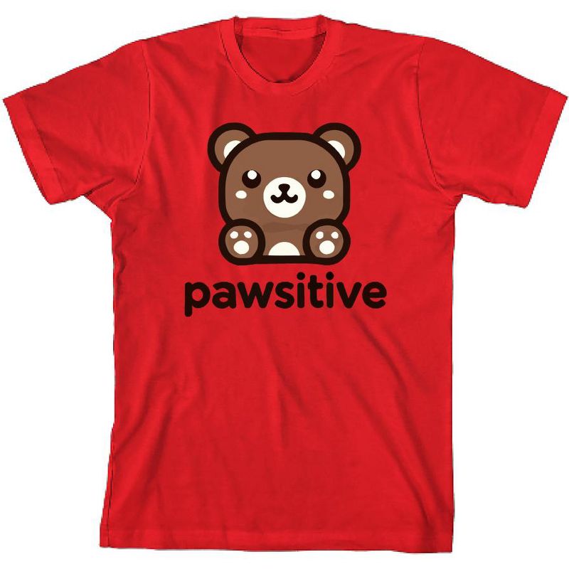 تي شيرت Pawsitive Bear Youth برقبة دائرية وأكمام قصيرة