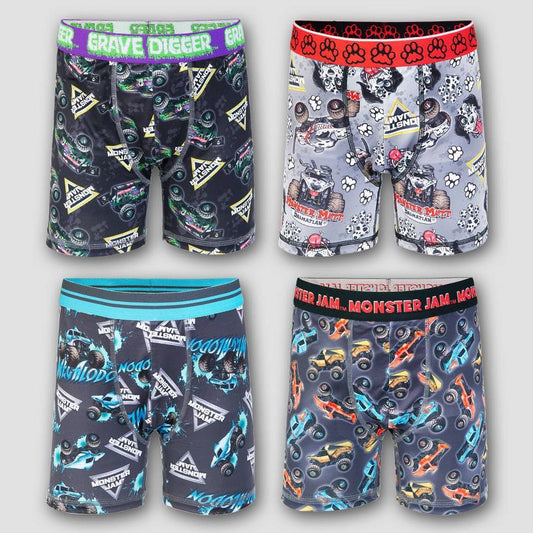 Boys' Monster Jam 4pk Boxer Briefs