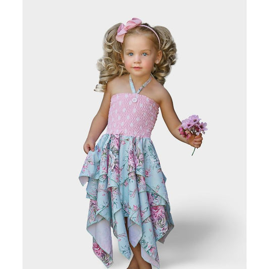 Fancy Roses Smocked Handkerchief Dress Mia Belle Girls