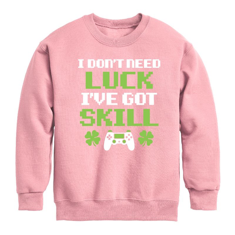 Boys' - Instant Message - St. Patrick's Day I Don't Need Luck, I've Got Skills Graphic Long Sleeve Fleece Sweatshirt