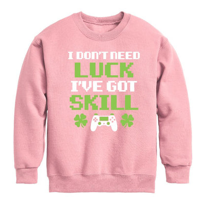 Boys' - Instant Message - St. Patrick's Day I Don't Need Luck, I've Got Skills Graphic Long Sleeve Fleece Sweatshirt