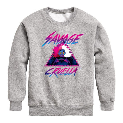 Boys' - Disney Villains - Cruella Savage Graphic Long Sleeve Fleece Sweatshirt