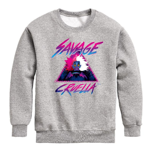 Boys' - Disney Villains - Cruella Savage Graphic Long Sleeve Fleece Sweatshirt