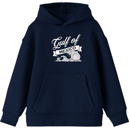 Gulf of Mexico Black and White Wave Youth Long Sleee Hoodie