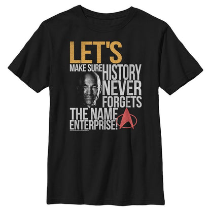 Boy's Star Trek: The Next Generation Captain Picard History Never Forgets The Name Enterprise T-Shirt