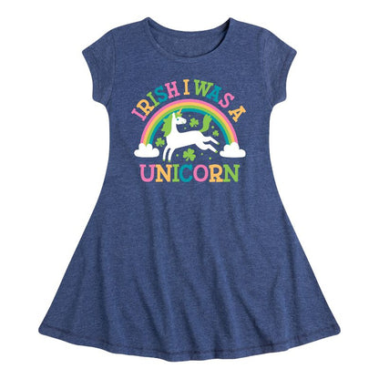 Girls' - Instant Message - St. Patrick's Day Irish I Was A Unicorn Fit & Flair Cap Sleeve Dress