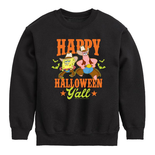 Boys' - SpongeBob SquarePants - Happy Halloween Y'all Graphic Long Sleeve Fleece Sweatshirt