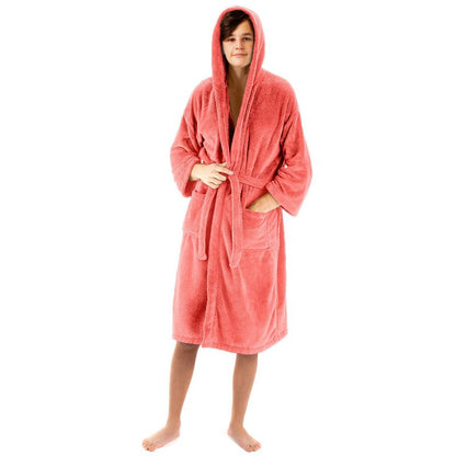 BC BARE COTTON Boys Hooded Robe Microfiber Plush Fleece Bathrobe