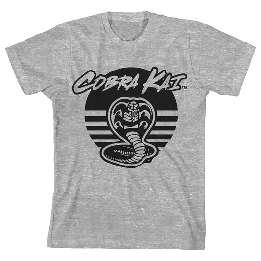 Cobra Kai Black Snake Icon Boy's Athletic Heather T-shirt