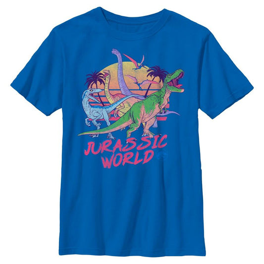 Boys Jurassic World Distressed Neon Art T Shirt
