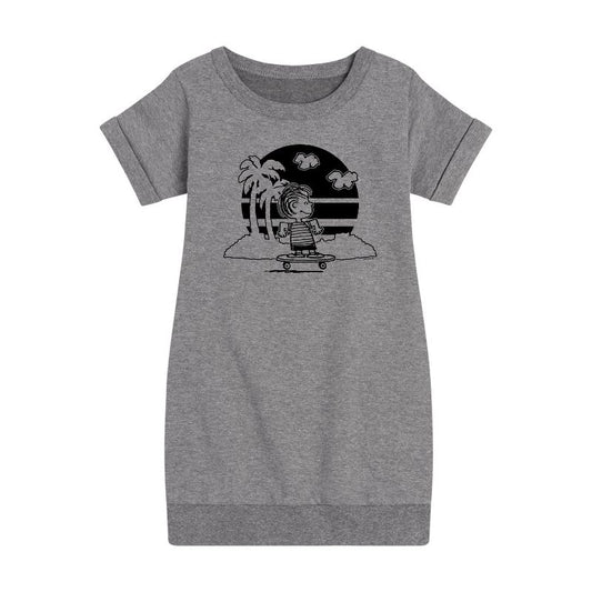 فستان لينوس للتزلج على الألواح من الصوف بأكمام قصيرة ورسومات Peanuts للفتيات