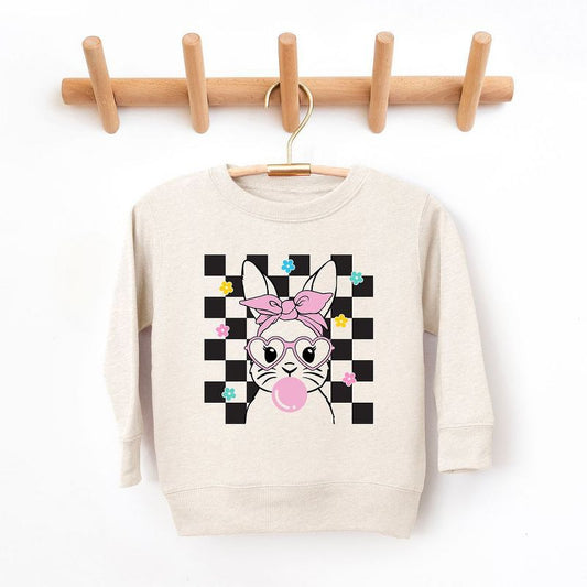 The Juniper Shop Checkered Groovy Bunny Toddler Graphic Sweatshirt
