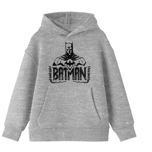Youth Boys DC Comic Book Batman Line Art Heather Grey Hoodie-