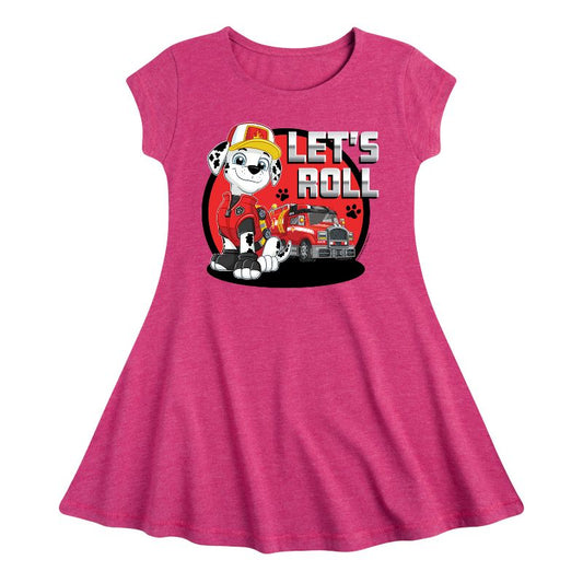 Girls' - Paw Patrol - Let's Roll Marshall Fit & Flair Cap Sleeve Dress