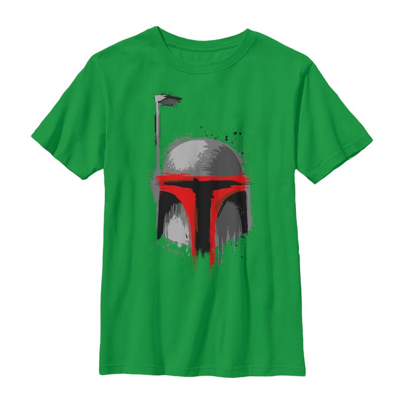 Boy's Star Wars Messy Boba Fett Painted Helmet T-Shirt