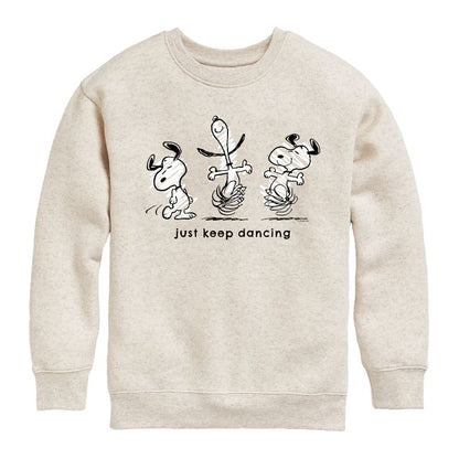 Boys' - Peanuts - Snoopy Just Keep Dancing Graphic Long Sleeve Fleece Sweatshirt