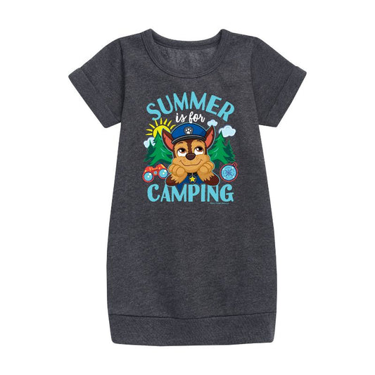 Girls' - Paw Patrol - Summer Is For Camping Graphic Short Sleeve Fleece Dress