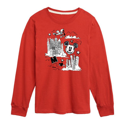 Boys' - Disney - Mickey Mouse City Sketch Long Sleeve Graphic T-Shirt