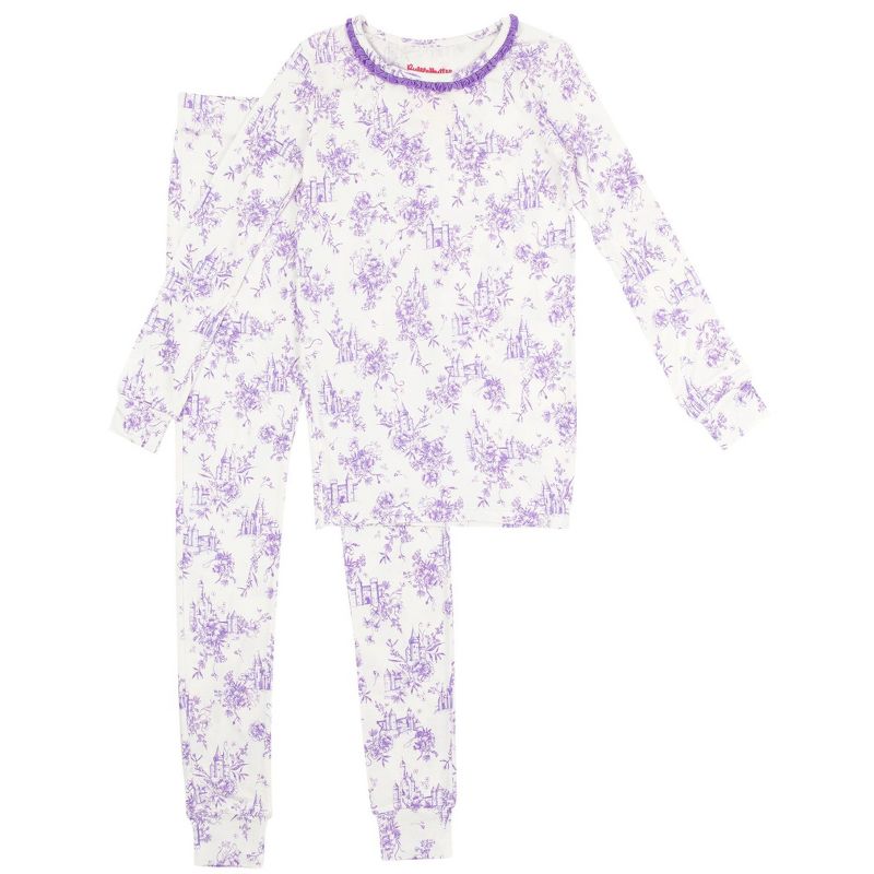 RuffleButts SoftSnooze Big Girls Ruffle Long Sleeve Pajama Set