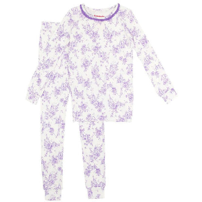 RuffleButts SoftSnooze Big Girls Ruffle Long Sleeve Pajama Set