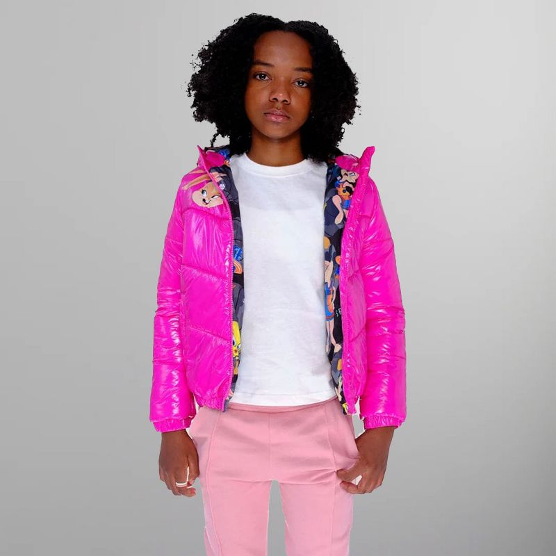 Members Only Girl Cire Puffer With Mash Print Lining Jacket
