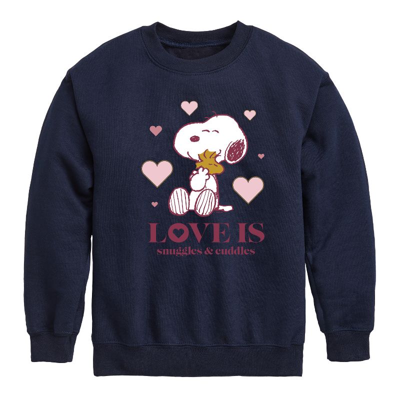 سويت شيرت صوف بأكمام طويلة مطبوع عليه رسومات "الحب هو العناق والحضن" للأولاد - Peanuts - Love Is Snuggles And Cuddles