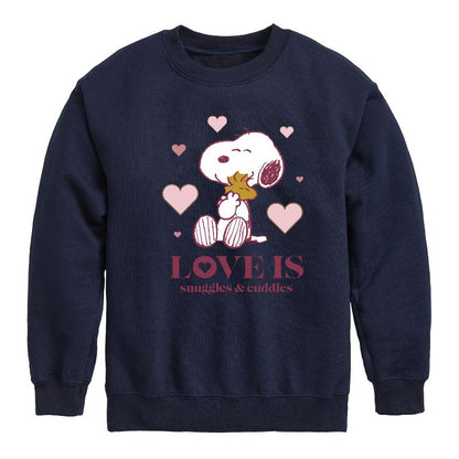سويت شيرت صوف بأكمام طويلة مطبوع عليه رسومات "الحب هو العناق والحضن" للأولاد - Peanuts - Love Is Snuggles And Cuddles