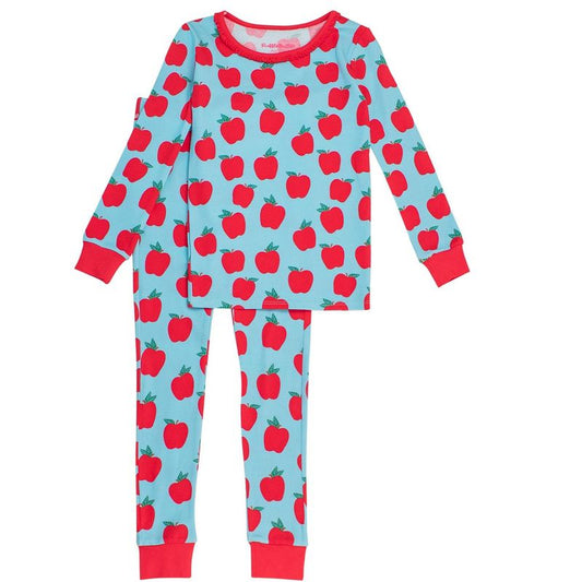 RuffleButts Girls Modal Blend Ruffle Long Sleeve Pajama Set