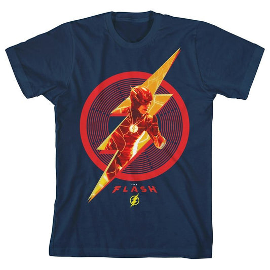 تي شيرت شبابي أزرق داكن بشعار فلاش تراب جرافيك