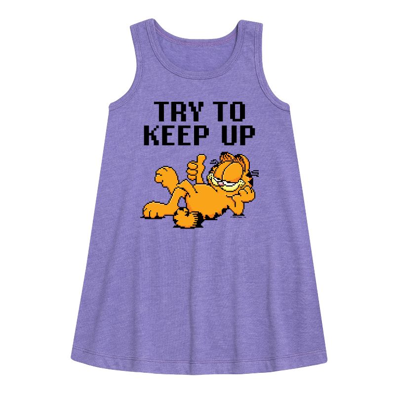 Girls' - Garfield - Try To Keep Up Graphic Sleeveless Aline Dress