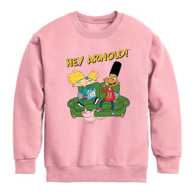 Boys' - Hey Arnold! - Arnold, Gerald and Abner Graphic Long Sleeve Fleece Sweatshirt