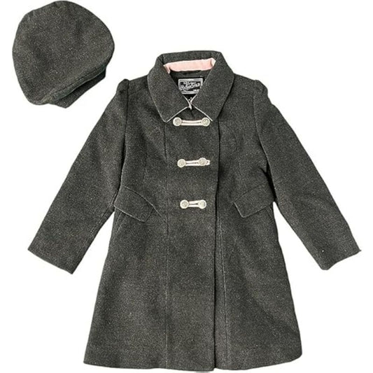 Rothschild Little Girls' Faux Wool Bandmaster Military Dress Coat with Hat