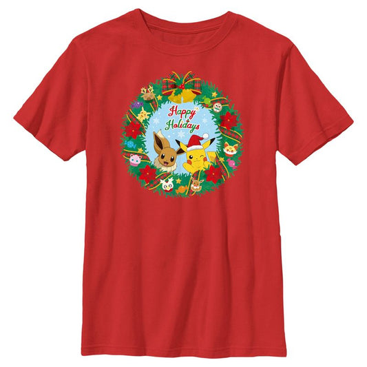 تي شيرت عطلات سعيدة للأولاد من بوكيمون بيكاتشو وإيفي